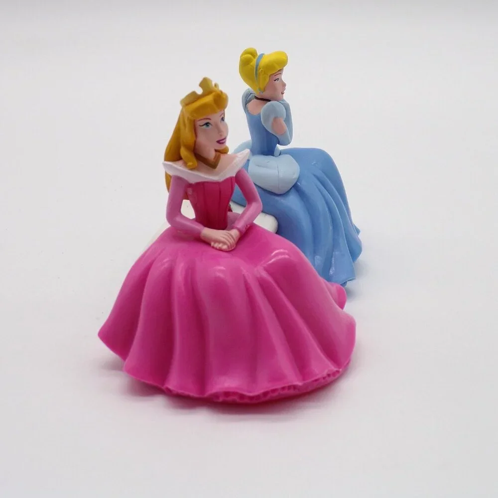 DecoPac Disney Princess Cake Topper Aurora Cinderella Belle Bench Rose Lot of 2